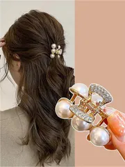 パール バンスクリップ バレッタ アレンジ アクセント レディース 大人 かわいい 韓国 オルチャン へあくりっぷ かみどめ 髪 まとめ髪 髪飾り ヘアアクセサリー ヘアピン 小さめ ミニ 髪留め (米白)