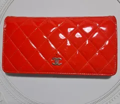 シャネル キルティング 長財布 レッドㅡ正規品