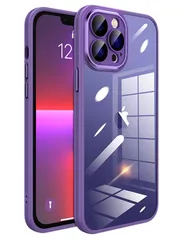 Donocao iPhone15Pro用ケース アイフォン15プロケース クリア シリコン 薄い 透明アクリル背面プレートフィット 滑り止め カメラカバー付き ガラスフィルムレンズ保護 指紋防止 軽量 衝撃吸収 かわいい 御洒落 ディープパープル