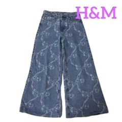 【H&M】フレアードハイデニム リボン / リボン柄フレアデニム