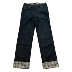 BURBERRY バーバリー デニムパンツ 青 ブルー インディゴ チェック デニム パンツ ロング ズボン 長ズボン レディース USAサイズ8 Lサイズ相当