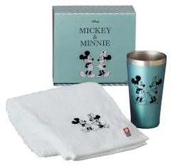 maebata Disney ディズニー タンブラー&今治タオルセット ミッキー&ミニー ブルー 340ml D-MF55 51870