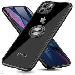 iPhone 11 Pro Max 用 ケース リング付き クリア TPU 耐??撃 車載ホルダー対応 スタンド機能 防塵 薄型 軽量 落下防止 変形防止 全面保護カバー アイフォン 11 Pro Max 用 ケース 黒 MJJ-SJ-1039-10-1