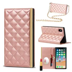 Pelanty for iPhone X ケース手帳型 for iPhone XS 携帯カバー PUレザー 肩掛け首かけ斜めがけ ストラップ付き 女性可愛い 化粧鏡付き suica ICカードホルダー 財布型カバー 手持ち縄掛け スタンド機能 耐衝撃性 落下保