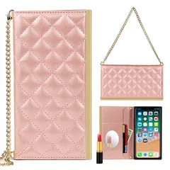 Pelanty for iPhone Xs Max ケース手帳型 携帯カバー PUレザー ストラップ付き 女性可愛い 化粧鏡付き suica ICカードホルダー 財布型カバー 手持ち縄掛け スタンド機能 耐衝撃性 落下保護 多機能 アイフォンXS Max（短縄