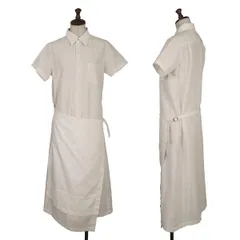 トリココムデギャルソンtricot COMME des GARCONS ラップスカート切替ストライプ織りシャツワンピース アイボリーM位