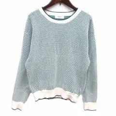 ビームスハート BEAMS HEART ニット カットソー 長袖 緑 グリーン 白 ホワイト /YK