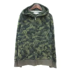 アバハウス ABAHOUSE ecru パーカー ジップアップ 迷彩柄 カモフラ パイル地 4 L 緑 カーキ /MN