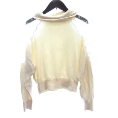 スナイデル SNIDEL ニット セーター オフタートル 切替 レース ドルマンスリーブ 長袖 F アイボリー 白 ホワイト /AU