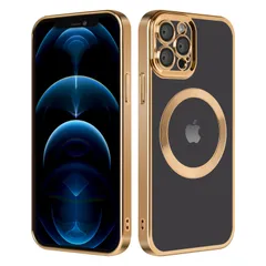 iphone 12pro ケース 2023最新 MagSafe対応 ワイヤレス充電対応 指紋防止 黄ばみなし 衝撃吸収 耐久性 レンズ保護 透明 マグネット搭載 アイフォン12Pro用カバー 6.1インチ専用 (ゴールド)