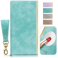 SKIASE iPhone 12/12 pro 用 ケース 手帳型 ミラー付き マグネット式 スマホケース 財布型 カード収納 アイフォン12/12プロカバー カードポケット スタンド機能 携帯ケース ダイアリーケース 高級PUレザー 女性 耐衝撃 全面保護