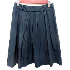 イネド INED スカート フレア ひざ丈 7 紺 ネイビー /RT