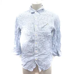 ジャーナルスタンダード レリューム JOURNAL STANDARD relume シャツ ブラウス 七分袖 ストライプ 麻 リネン 1 青 ブルー 白 ホワイト /RT