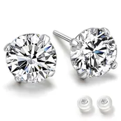 レディース ピアス 最高級ジルコニア シルバー925 メンズ 4本爪 swars 一粒 金属アレルギー対応 スタッド 両耳