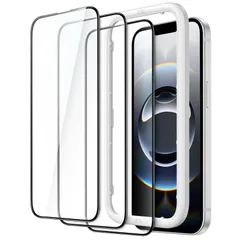 JETech iPhone 16e 2025, iPhone14 6.1インチ用全面保護フィルム 強化ガラスフィルム 黒縁 ガイド枠付き ケースに干渉なし HDクリア 3枚セット