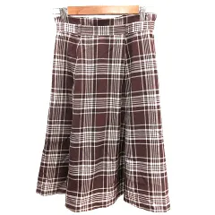 レッセパッセ LAISSE PASSE フレアスカート ミモレ ロング チェック 38 M 茶 ブラウン /AU