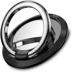 スマホリング ホールドリング マグネット対応 360度回転式スマホリングホルダー 薄型 スタンド機能 亜鉛合金製 角度調整可能 落下防止 携帯リング iPad/iPhone/Android 全機種対応 車載ホルダー対応(ブラック)