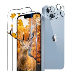 【2+2枚セット】 用 iPhone 14 ガラスフィルム 2枚 + iPhone14 カメラ保護フィルム 2枚セッ 【 日本旭硝子製 9H強度 】 用 いphone14 フィルム 6.1インチ 厚さ0.26超薄型 用 アイフォン14 保護フィルム 強化ガラス