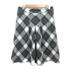 23区 オンワード樫山 フレアスカート ひざ丈 チェック ウール 40 L グレー /MN