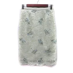 ジャスグリッティー JUSGLITTY タイトスカート ミモレ ロング 刺繍 レース 2 M 黄緑 /YI