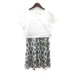 スープ SOUP ワンピース ひざ丈 花柄 半袖 ドッキング 9 M 白 ホワイト /MN