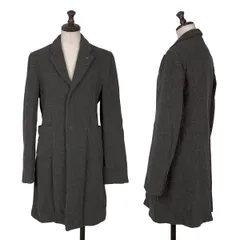 コムデギャルソンCOMME des GARCONS ウールナイロン洗い加工ホック留めチェスターコート グレーS