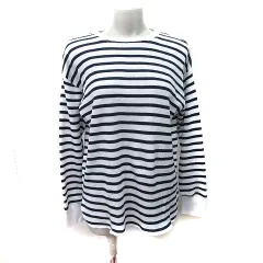 ジャーナルスタンダード レリューム JOURNAL STANDARD relume カットソー ワッフル地 ボーダー 長袖 F 白 ホワイト 黒 ブラック /YI