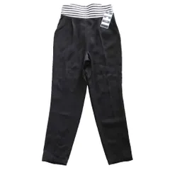 ボーダーズアットバルコニー BORDERS at BALCONY タグ付き ハイウエストツイルパンツ テーパードパンツ ボーダー 黒 ブラック 38 約M