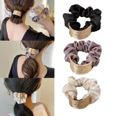 ヘアゴム おしゃれシルク ヘアゴム跡がつかない気質金属のアーチ型大腸のカチューシャは簡単で高級で、パーティーパーティーに参加して、通勤、通学に適し
