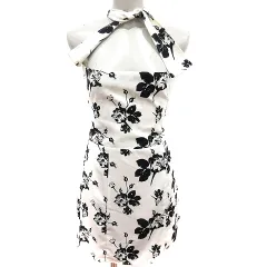 ロイヤルパーティー ROYAL PARTY ワンピース タイト ミニ 総柄 F 白 ホワイト 黒 ブラック /RT