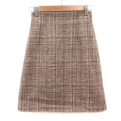 ミッシュマッシュ MISCH MASCH 台形スカート ひざ丈 ツイード 36 茶 ブラウン 白 ホワイト /MS