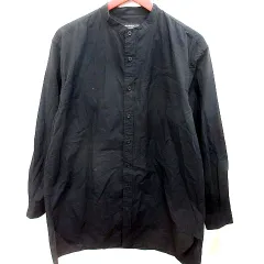 ナノユニバース nano universe シャツ ノーカラー 長袖 L 黒 ブラック /RT