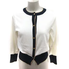 マルティニーク martinique カーディガン ニット 長袖 白 ホワイト 紺 ネイビー /RT