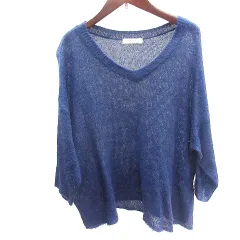 サマンサモスモス SM2 ニット カットソー Vネック モヘヤ混 九分袖 長袖 紺 ネイビー /AU