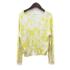 フレイアイディー FRAY I.D ニット カットソー Vネック 花柄 長袖 F 黄色 イエロー /MN