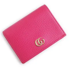 グッチ 456126 GGマーモント ダブルG カードケース コンパクト ウォレット レザー ピンク 二つ折り財布 ゴールド金具 GUCCI（中古）