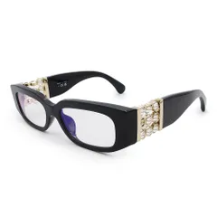 シャネル 5544-A A71698 ココマーク クリアパール オーバル シェイプ ブルーライトカット グラス アセテート ブラック ゴールド サングラス メガネ 眼鏡 アイウェア CHANEL（美品）