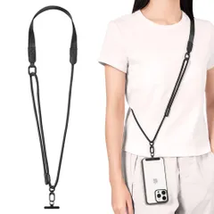 スマホショルダー 軽量快適エコ素材 携帯ストラップ 金属製ホルダー&クリップ 肩掛け 耐荷重10kg 斜め掛け iPhone/Android全機種対応 首掛け コーデ自在 スマホストラップ 着脱簡単 [Jazolmky] 落下防止