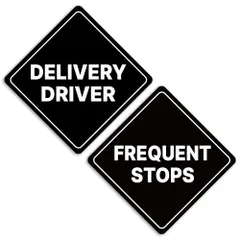 GEEKBEAR 配達ドライバー頻繁停車サイン - ステッカーまたはマグネット、カラーバリエーションあり、耐候性 - ダイヤモンド型 17.4cm x 17.4cm (Black, Reflective Magnet)