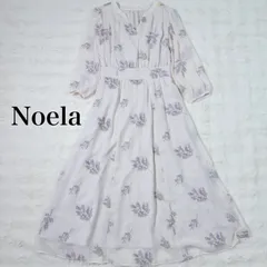 Noela ノエラ ミモザの刺繍 シフォンロングワンピース FREE フレア 七分袖 フェミニン 春夏 デート 女子会 上品