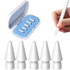 5個Apple用ブルー収納ボックス付き鉛筆チップApple Pencil 1/2/Pro世代用,高感度アップルペンシルペン先 精密コントロールチップiPad Pencil用