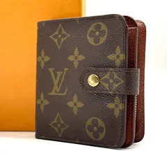 小さな名品、贈る✨　LOUIS VUITTON　二つ折り財布 モノグラム コンパクトジップ ラウンドファスナー コンパクトウォレット　ブラウン