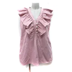 ミエーレグランデ miele grande チュニック シャツ ブラウス ノースリーブ フリル 38 M ピンク /YI