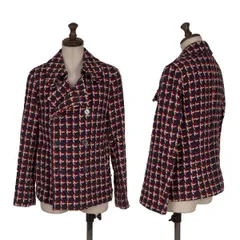 ジュンヤワタナベ コムデギャルソンJUNYA WATANABE COMME des GARCONS ウール混ツィードダブルジャケット 紺白赤Sのサムネイル