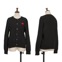 プレイ コムデギャルソンPLAY COMME des GARCONS ハートワッペンウールニットカーディガン 黒M