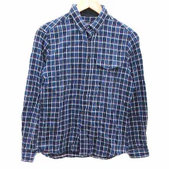 コムサイズム COMME CA ISM シャツ ボタンダウン チェック 長袖 S 紺 ネイビー 赤 レッド /YK