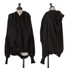 ワイズY's ウール混編み地切替スナップニットカーディガン 黒2