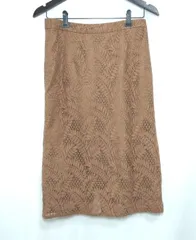 【224722】UNITED ARROWS ユナイテッドアローズ  Closet Story　レーススカート　植物柄　膝丈　タイト　M/38  ・ ブラウン