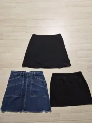 ミニスカート3枚セット (ブラック/デニム) まとめ売り