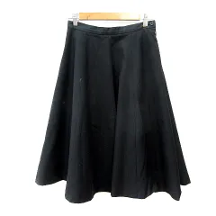 マーガレットハウエル MARGARET HOWELL フレアスカート ミモレ ロング ウール 1 S 黒 ブラック /MN